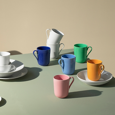 Lyngby Porcelæn Rhombe Color Kop Med Hank Blå 33 cl