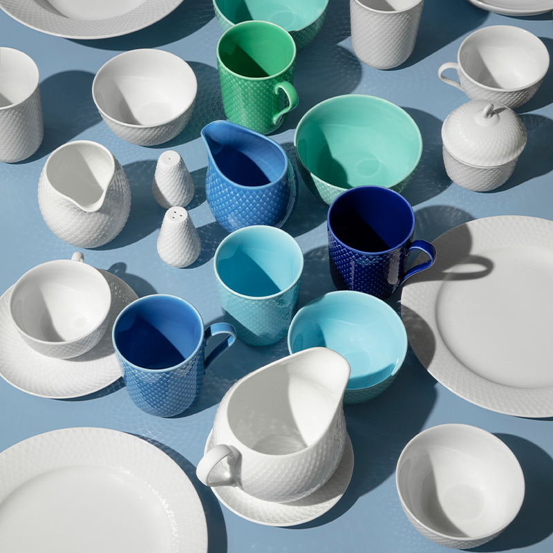Tazza Lyngby Porcelæn Rhombe Color 33 Cl Blu | Tazza Per Tè E Caffè In Porcellana | Mix & Match - 4