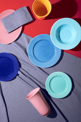 Lyngby Porcelæn Rhombe Color dyb tallerken turkis 24,5 cm