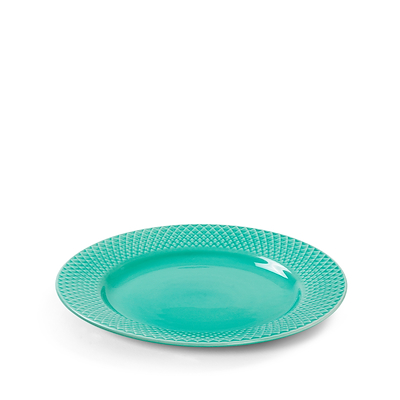 Lyngby Porcelæn Rhombe Color flad tallerken aqua 21 cm