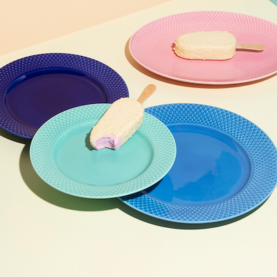 Lyngby Porcelæn Rhombe Color flad tallerken aqua 21 cm