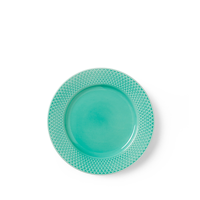 Lyngby Porcelæn Rhombe Color flad tallerken aqua 21 cm