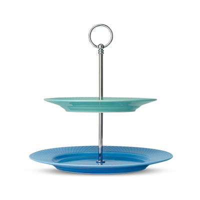 Lyngby Porcelæn Rhombe Color etagere blå/grøn 27 cm