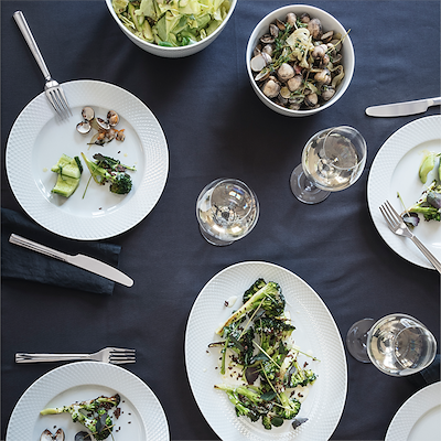 Lyngby Porcelæn Rhombe flad tallerken hvid 27 cm