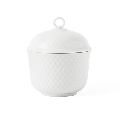 Lyngby Porcelæn Rhombe skål hvid med låg diameter 8,5 cm