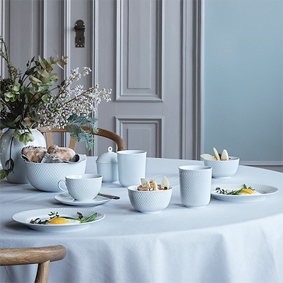 Lyngby Porcelæn Rhombe tekop hvid 24 cl