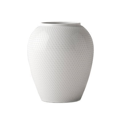 Lyngby Porcelæn Rhombe vase hvid H25 cm