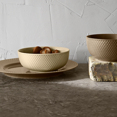Lyngby Porcelæn Rhombe Earth middagstallerken clay Ø27 cm