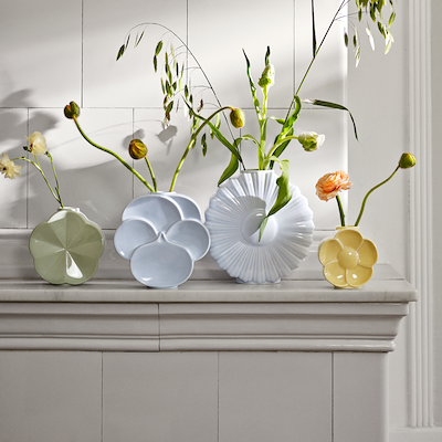 Lyngby Porcelæn Flower marguerit vase hvid H21 cm