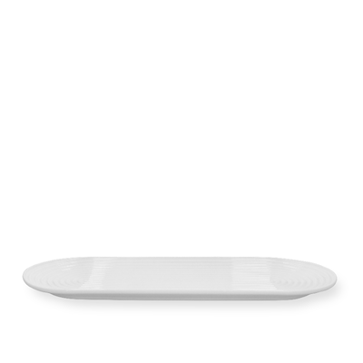 Lyngby Porcelæn Tura ovalt serveringsfad hvid 48x20 cm