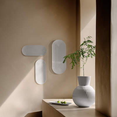 Lyngby Porcelæn Tura ovalt serveringsfad hvid 48x20 cm