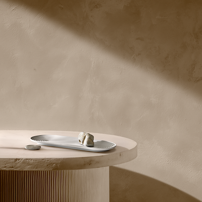 Lyngby Porcelæn Tura ovalt serveringsfad hvid 48x20 cm