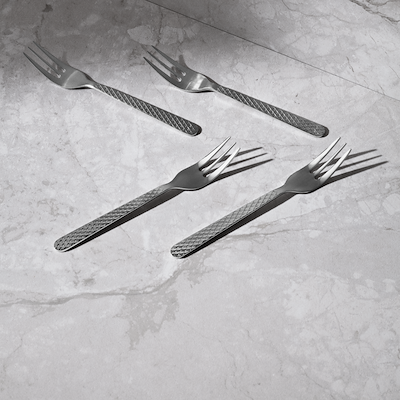 Lyngby Porcelæn Rhombe kagegaffel stål 4 stk.