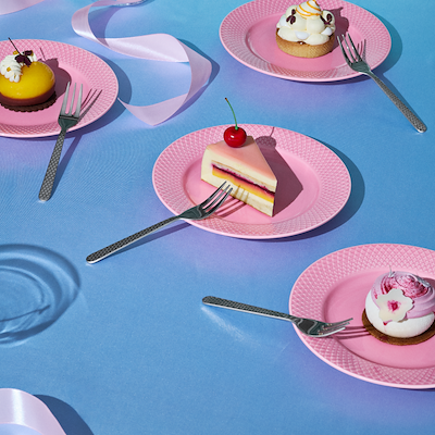 Lyngby Porcelæn Rhombe kagegaffel stål 4 stk.