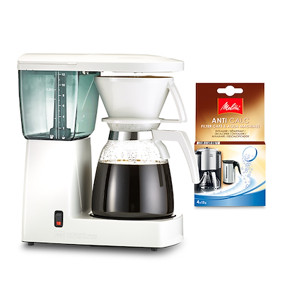 Melitta kaffemaskine Excellent grande 3.0 hvid + afkalker