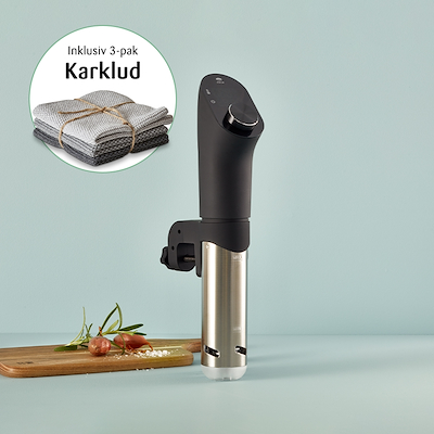 Holm sous vide stick 1200 watt sort + karklude 3 stk 25x25 cm grå