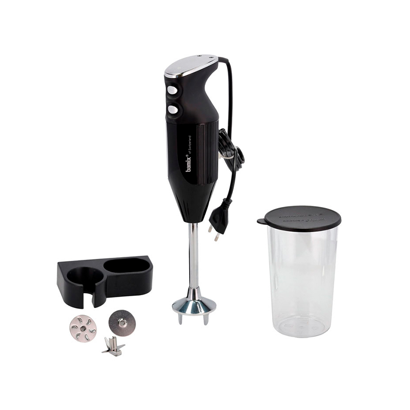 Bamix stavblender Maestro 160 watt sort + Karklude strik 3 stk 25x25 cm grå