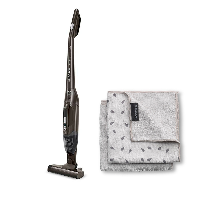 Bosch BCHF220T Stangstøvsuger + 2 stk Brabantia mikrofiberklude