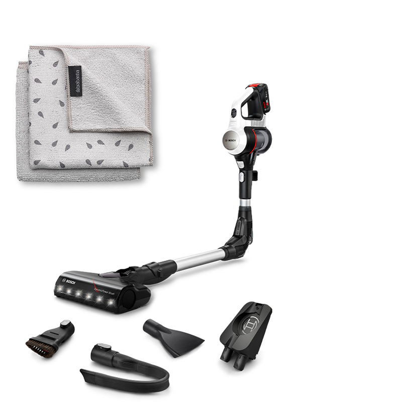 Bosch Unlimited 7 stangstøvsuger BBS711W + 2 stk. Brabantia mikrofiberklude