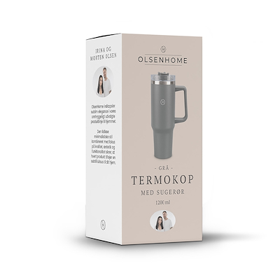 Olsen Home termokop med sugerør grå 1200 ml