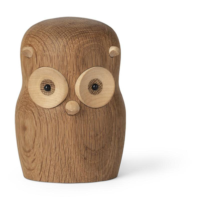 Gunnar Flørning Hornugle træfigur eg 12 cm