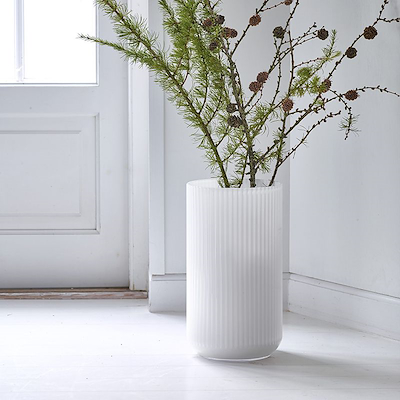 Lyngby vase hvid opal glas 35 cm