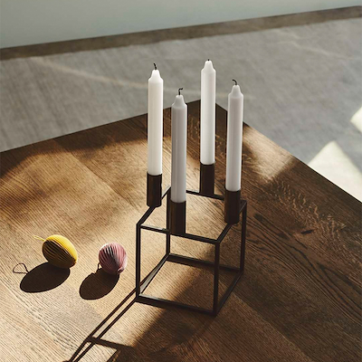 Audo Copenhagen Kubus 4 lysestage sort 14x14 cm