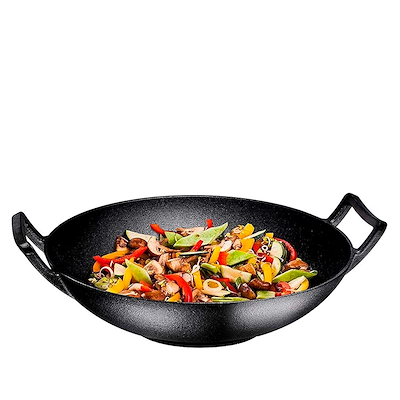 Haws wok i støbejern med trælåg Ø36 cm