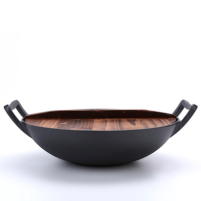 Haws wok i støbejern med trælåg Ø36 cm