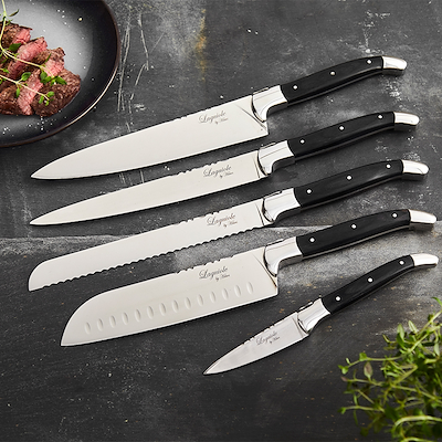 Laguiole By Hâws Chef knivsæt 5 dele sort træ