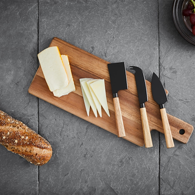 Hâws Santo ostesæt med 3 knive og bræt