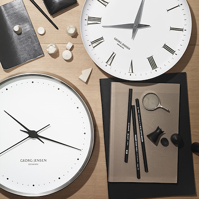 Georg Jensen Henning Koppel ur 40 cm stål/hvid