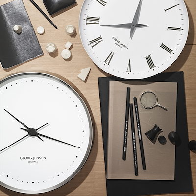 Georg Jensen Henning Koppel ur 40 cm stål/hvid