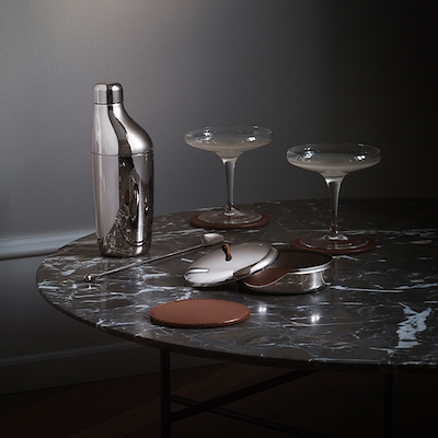 Georg Jensen SKY glasbrik læder 4 stk.