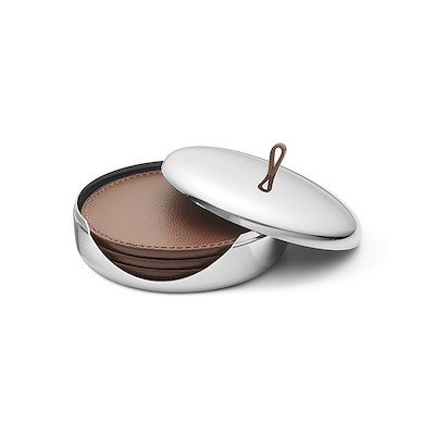 Georg Jensen SKY glasbrik læder 4 stk.