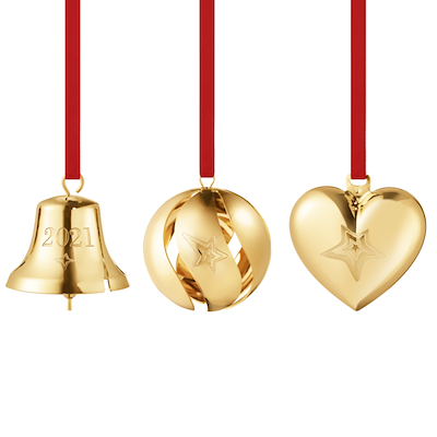 Georg Jensen 2021 ornamenter 3 stk. forgyldt