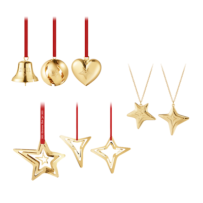 Georg Jensen 2021 ornamenter 8 stk. guldbelagt