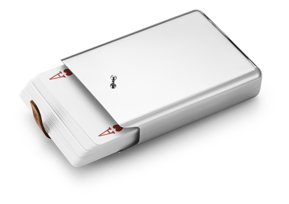 Georg Jensen SKY kortspil i hylster i stål og læder