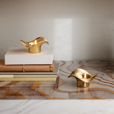 Georg Jensen Cobra fyrfadsstager guld 2 stk