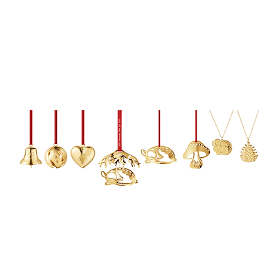 Georg Jensen gavesæt 8 stk. juleornamenter 2023 forgyldt