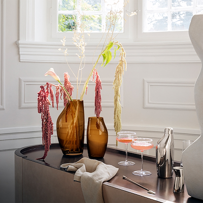 Georg Jensen SKY vase glas amber 21,5 cm