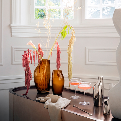 Georg Jensen SKY vase glas amber 30 cm