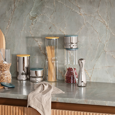 Georg Jensen Alfredo opbevaringsdåse grøn stål 0,5 liter