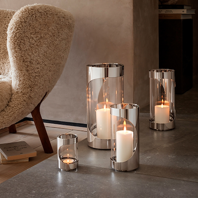 Georg Jensen Chrome Contours lysestage medium H28 cm