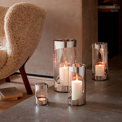 Georg Jensen Chrome Contours lysestage stor H33 cm