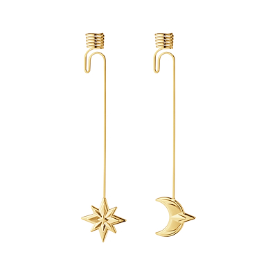 Georg Jensen jul 2024 lyseholder sæt stjerne & måne forgyldt