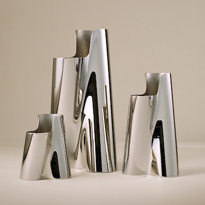 Georg Jensen Lituus vase stål lav H20,4 cm