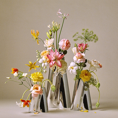 Georg Jensen Lituus vase stål lav H20,4 cm