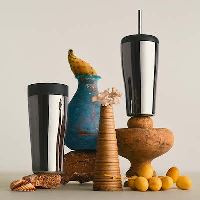 Georg Jensen Sky termokop med sugerør stål 40 cl