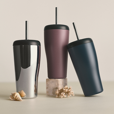 Georg Jensen Sky termokop med sugerør stål 40 cl